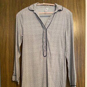 Splendid Nightgown/shirt Heather Gray with Blue Piping- Women's Size Medium